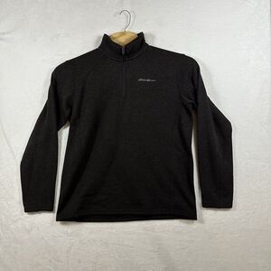 Eddie Bauer Men’s Large Quarter Zip Fleece Pullover Black Outdoor Gorpcore
